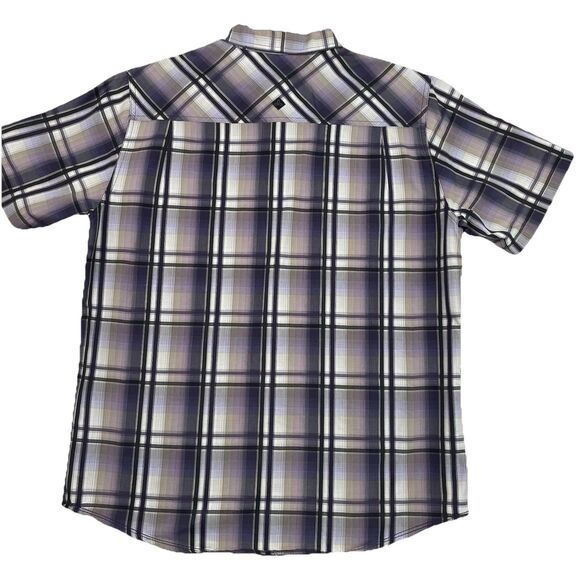 PrAna Men’s Short Sleeve Button Down Purple Tattersall Plaid- L - Picture 3 of 13